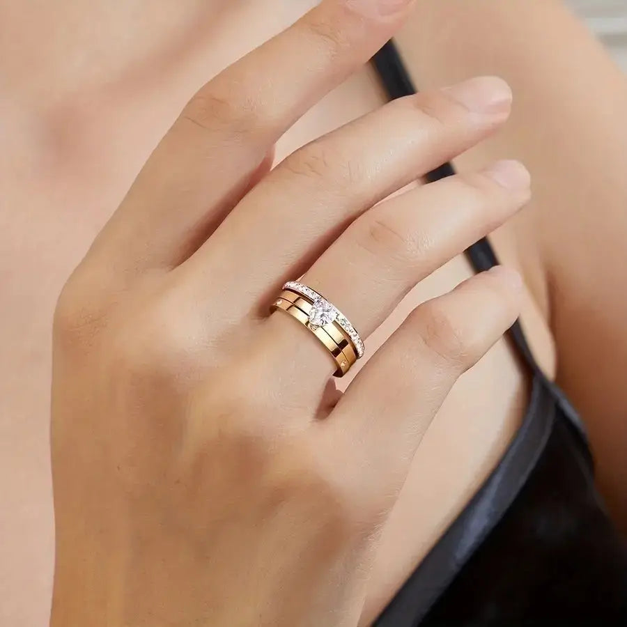 Anillo Triple Circulo Corazón