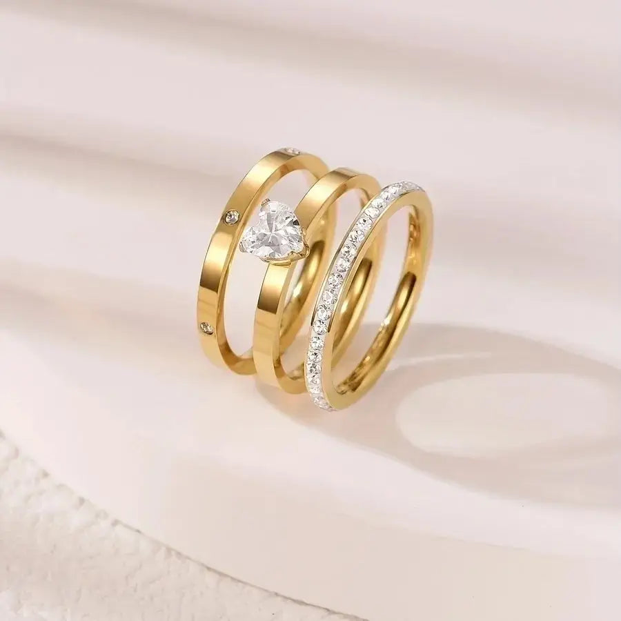 Anillo Triple Circulo Corazon Blanco Madoma & Co.