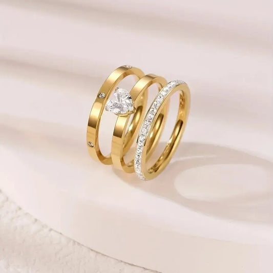 Anillo Triple Circulo Corazon Blanco Madoma & Co.