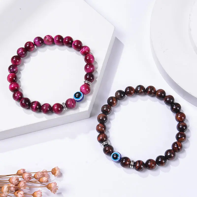 Pulseras de piedra natural con ojo turco, protección y buena suerta - Madoma & Co.