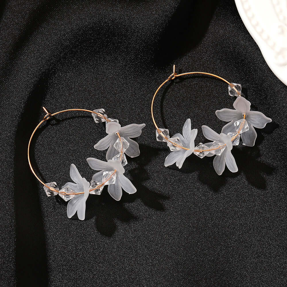 long crystal petal tassel earrings Madoma & Co.