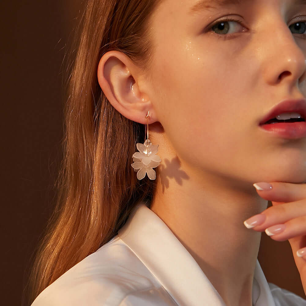 long crystal petal tassel earrings Madoma & Co.