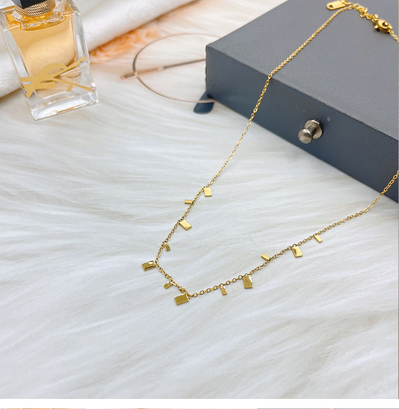 simple style round square water droplets titanium steel plating necklace Madoma & Co.