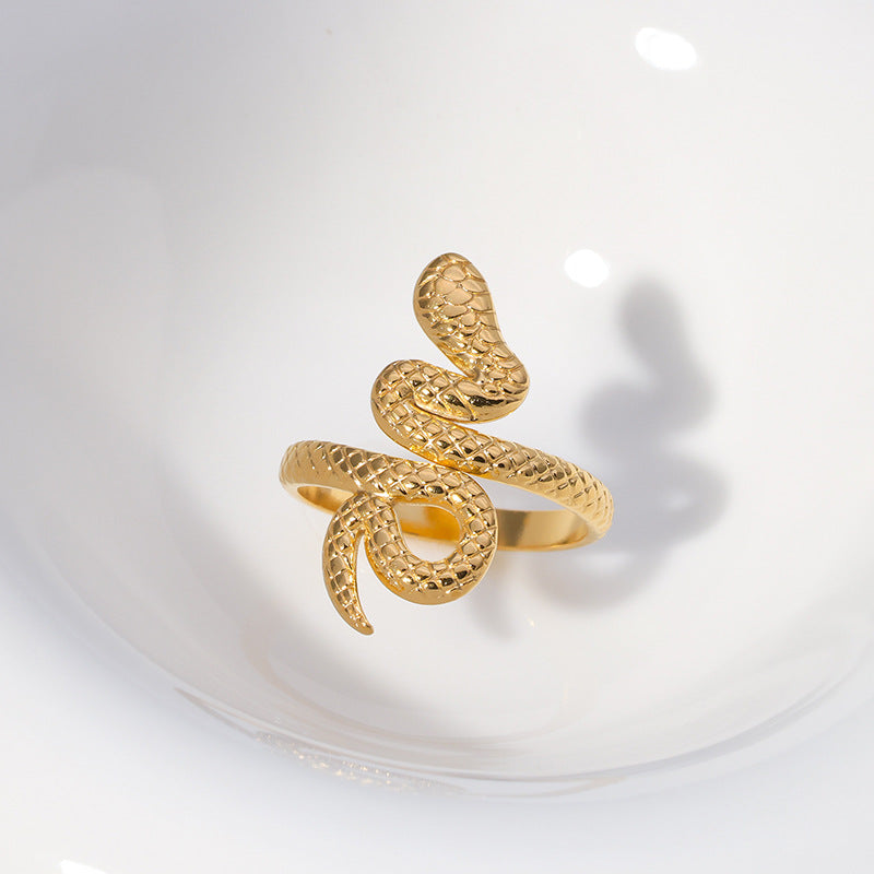 retro snake stainless steel open ring 1 piece Madoma & Co.