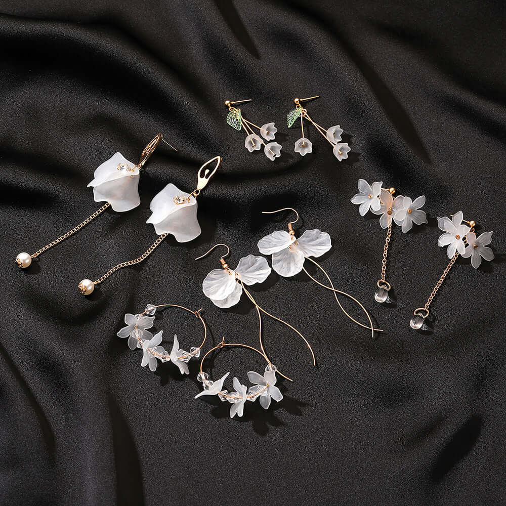 long crystal petal tassel earrings Madoma & Co.