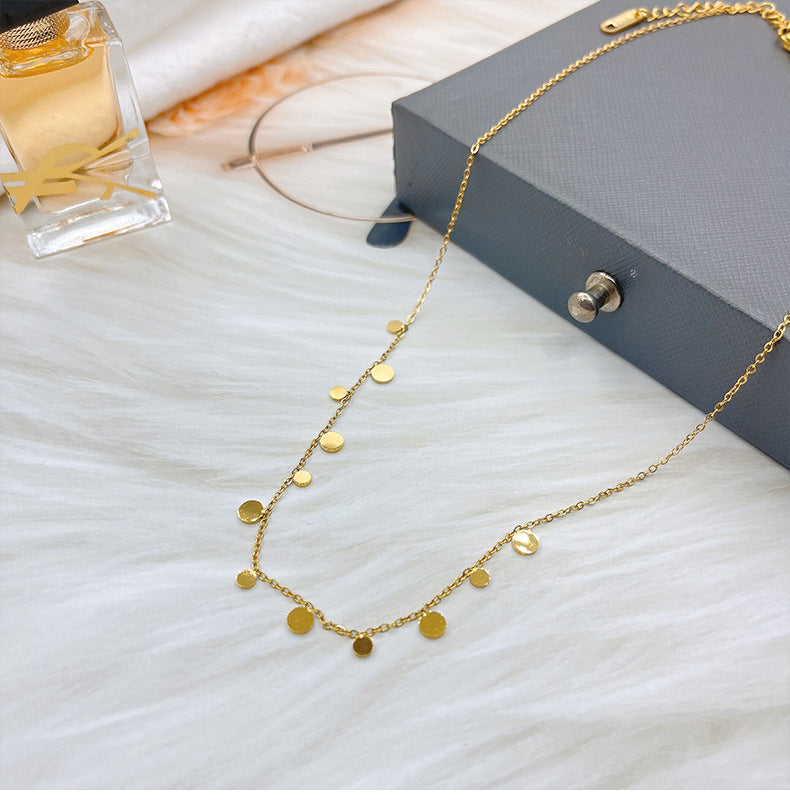 simple style round square water droplets titanium steel plating necklace Madoma & Co.