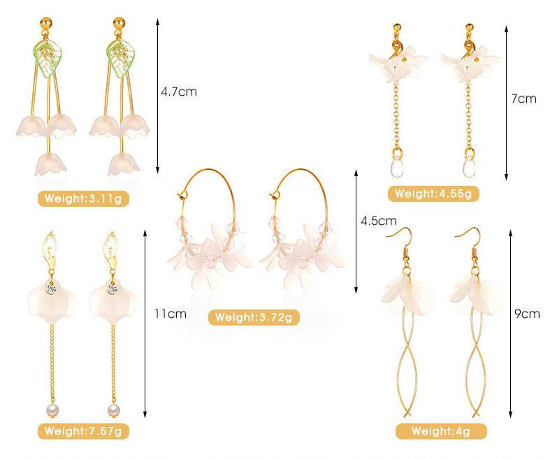 long crystal petal tassel earrings Madoma & Co.