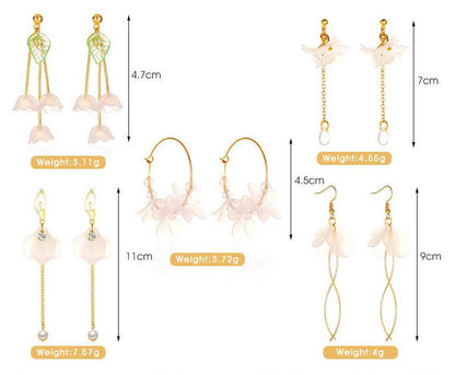 long crystal petal tassel earrings Madoma & Co.