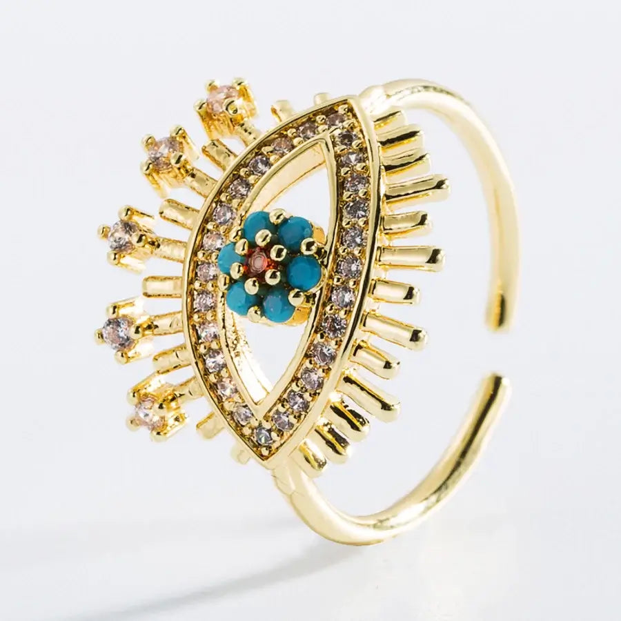 fashion hollow devil's eye copper plated 18k gold micro-inlaid zircon ring Madoma & Co.