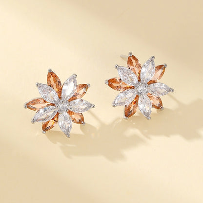 Sparkling Full Rhinestone Snowflake Ear Stud Women's Fashion Elegant Graceful Earrings Madoma & Co.