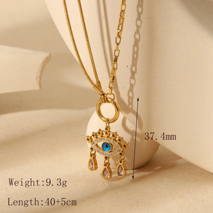 Retro Style Stainless Steel 18K Gold Plating Devil's Eye Pendant Necklace Madoma & Co.