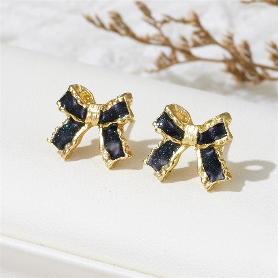 jewelry sweet simple style bow knot alloy enamel lacquer painting ear studs Madoma & Co.