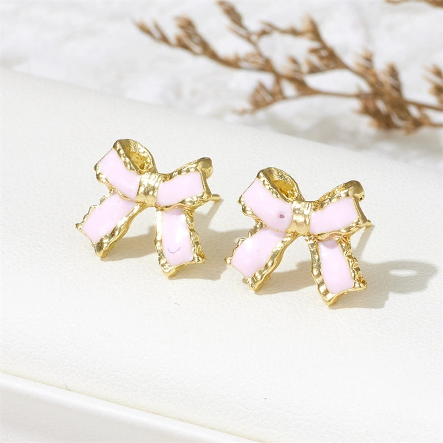 jewelry sweet simple style bow knot alloy enamel lacquer painting ear studs Madoma & Co.