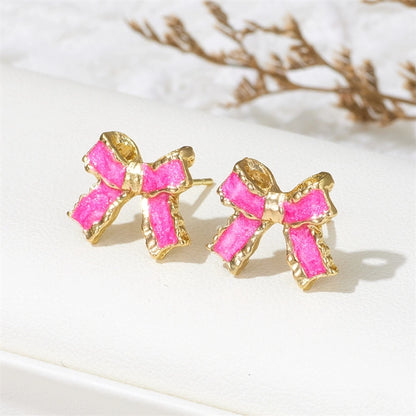 jewelry sweet simple style bow knot alloy enamel lacquer painting ear studs Madoma & Co.