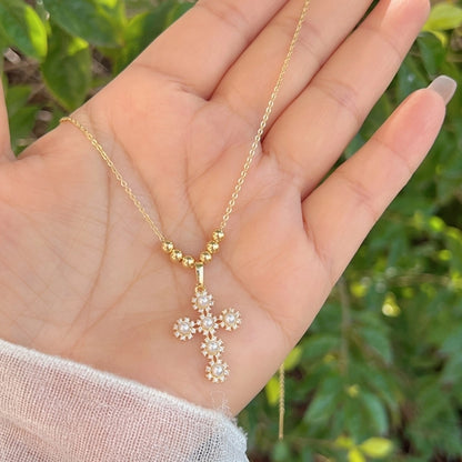 Plastic Copper 18K Gold Plated Elegant Sweet Plating Inlay Cross Zircon Pendant Necklace Madoma & Co.