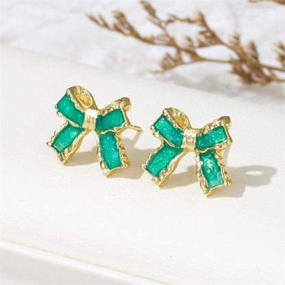 jewelry sweet simple style bow knot alloy enamel lacquer painting ear studs Madoma & Co.