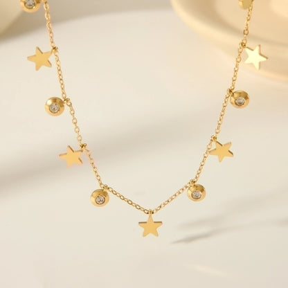 Jewelry Casual Vintage Style Star Eye Butterfly 304 Stainless Steel Zircon 18K Gold Plated Inlay Pendant Necklace Madoma & Co.