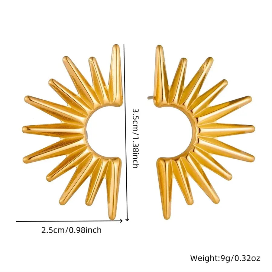 Estilo sol, pendientes en acero inoxidable bañados en oro - Madoma & Co.