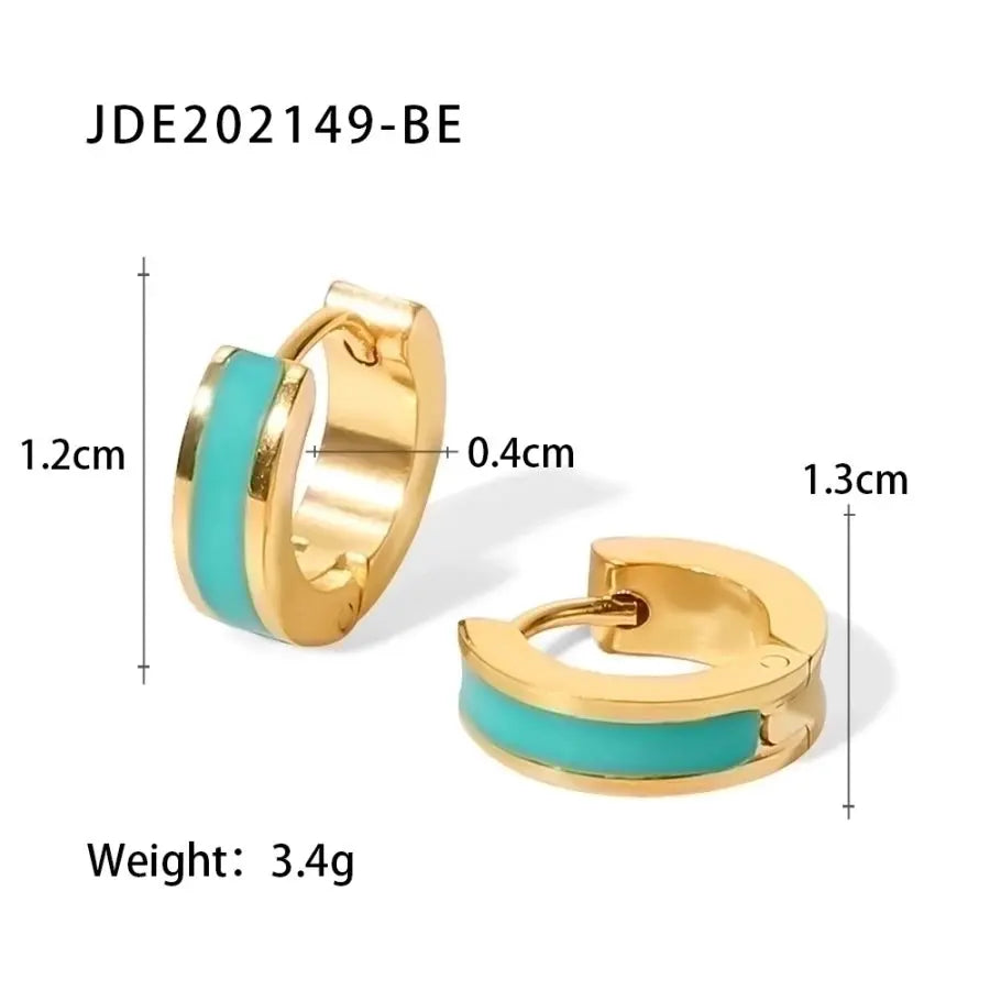 Preciosos pendientes de acero con esmalte de colores, chapados en oro de 18k. - Madoma & Co.