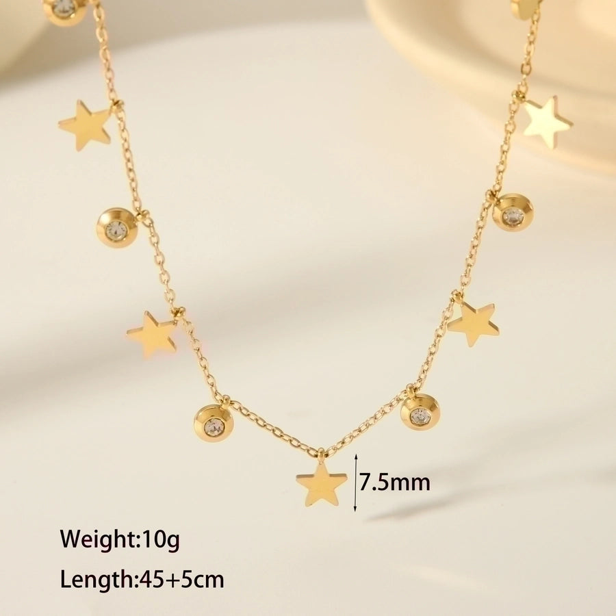 Jewelry Casual Vintage Style Star Eye Butterfly 304 Stainless Steel Zircon 18K Gold Plated Inlay Pendant Necklace Madoma & Co.