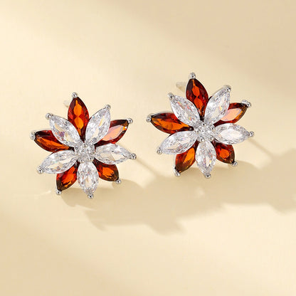 Sparkling Full Rhinestone Snowflake Ear Stud Women's Fashion Elegant Graceful Earrings Madoma & Co.