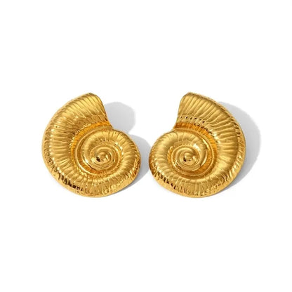 Jewelry IG Style Vacation Beach Conch Spiral 304 Stainless Steel 18K Gold Plated Plating Earrings Necklace Jewelry Set Madoma & Co.