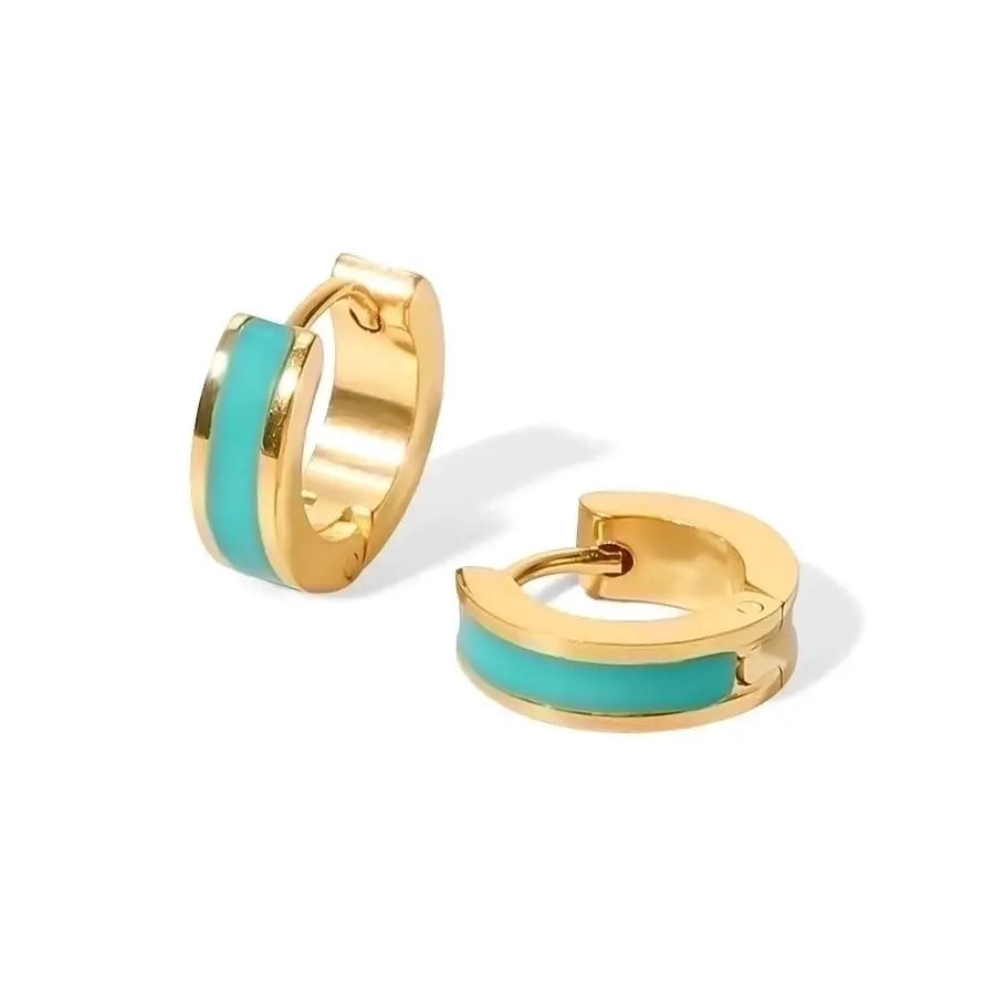 Preciosos pendientes de acero con esmalte de colores, chapados en oro de 18k. - Madoma & Co.