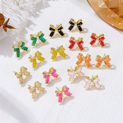 jewelry sweet simple style bow knot alloy enamel lacquer painting ear studs Madoma & Co.