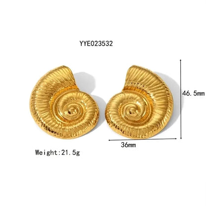 Jewelry IG Style Vacation Beach Conch Spiral 304 Stainless Steel 18K Gold Plated Plating Earrings Necklace Jewelry Set Madoma & Co.