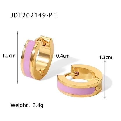 Preciosos pendientes de acero con esmalte de colores, chapados en oro de 18k. - Madoma & Co.