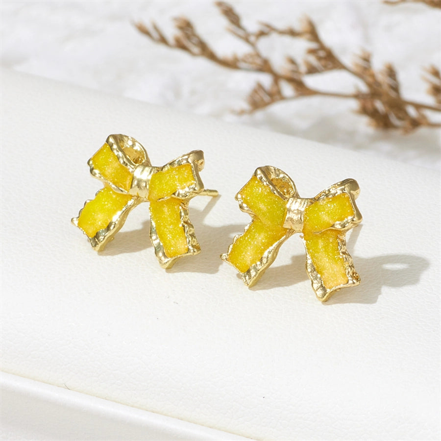 jewelry sweet simple style bow knot alloy enamel lacquer painting ear studs Madoma & Co.