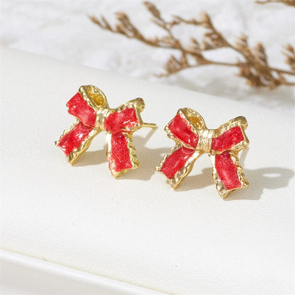 jewelry sweet simple style bow knot alloy enamel lacquer painting ear studs Madoma & Co.