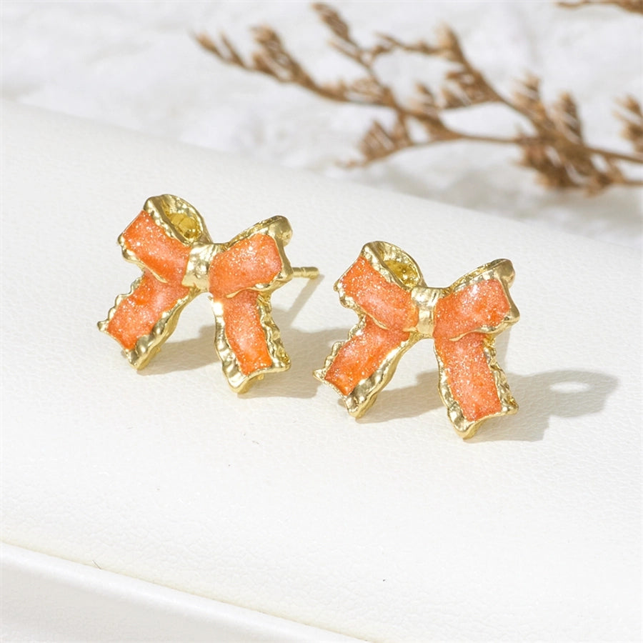 jewelry sweet simple style bow knot alloy enamel lacquer painting ear studs Madoma & Co.