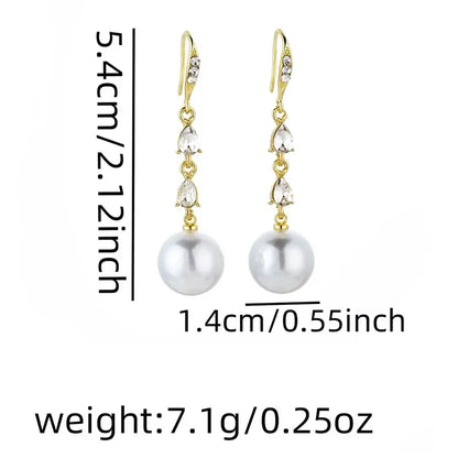 1 Pair Elegant Luxurious Geometric Inlay Alloy Rhinestones Pearl Ear hook Madoma & Co.