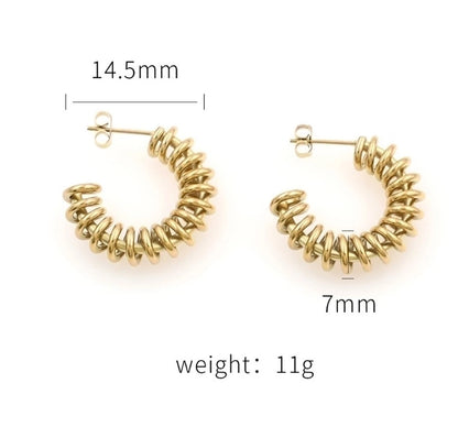 1 Pair Retro Classic Style C Shape Geometric Plating 304 Stainless Steel Titanium Steel 18K Gold Plated Ear Studs Madoma & Co.