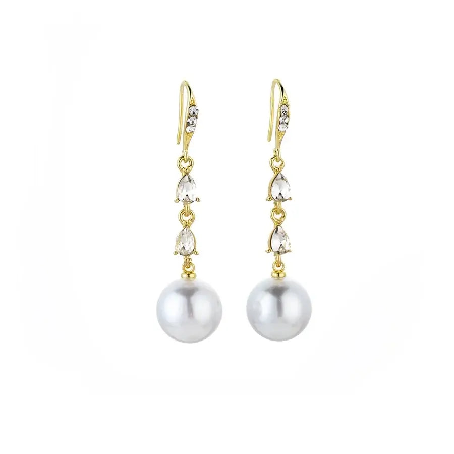 1 Pair Elegant Luxurious Geometric Inlay Alloy Rhinestones Pearl Ear hook Madoma & Co.