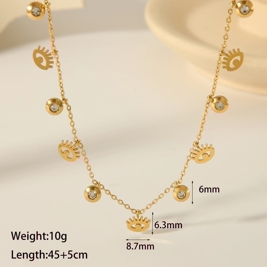 Jewelry Casual Vintage Style Star Eye Butterfly 304 Stainless Steel Zircon 18K Gold Plated Inlay Pendant Necklace Madoma & Co.